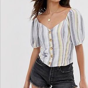 Abercrombie & Fitch sweetheart neckline linen top